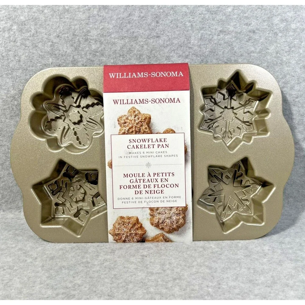 Williams Sonoma Nordicware Snowflake Cakelet Pan NEW 6 Mini Cakes Frozen Cupcake